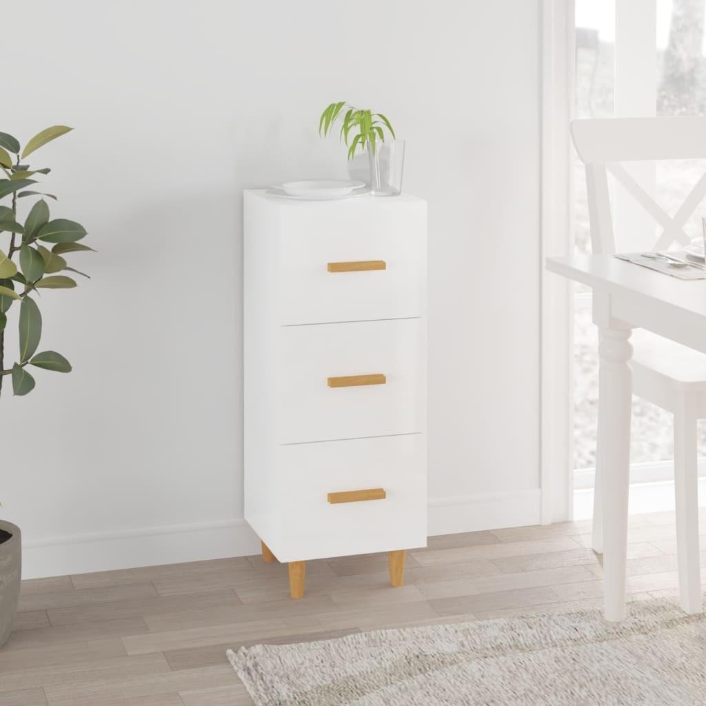 Skænk 34,5x34x90 cm konstrueret træ hvid højglans