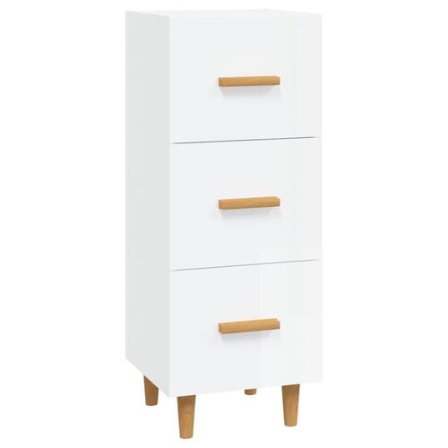Skænk 34,5x34x90 cm konstrueret træ hvid højglans