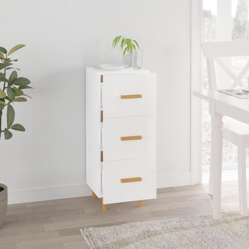 Skænk 34,5x34x90 cm konstrueret træ hvid højglans