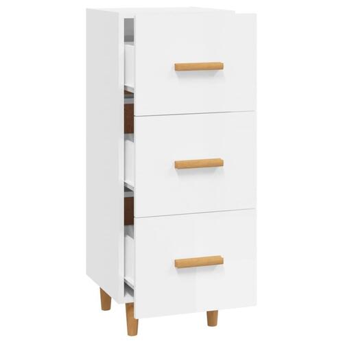 Skænk 34,5x34x90 cm konstrueret træ hvid højglans
