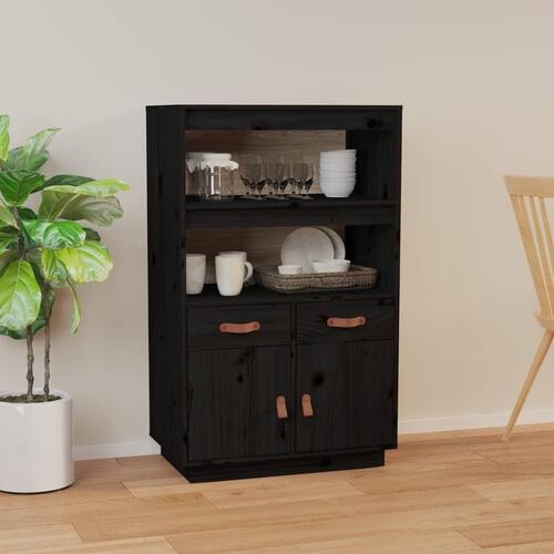 Højskab 67x40x108,5 cm massivt fyrretræ sort