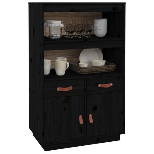 Højskab 67x40x108,5 cm massivt fyrretræ sort