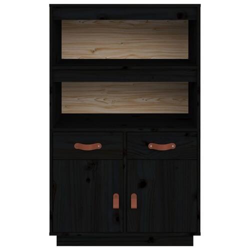 Højskab 67x40x108,5 cm massivt fyrretræ sort
