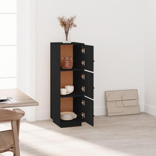 Højskab 34x40x108,5 cm massivt fyrretræ sort