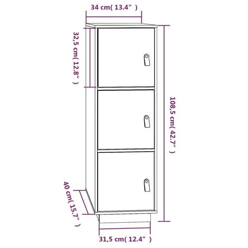 Højskab 34x40x108,5 cm massivt fyrretræ sort