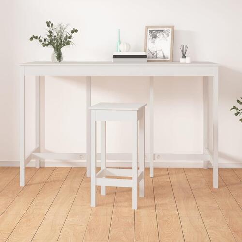 Barbord 180x80x110 cm massivt fyrretræ hvid