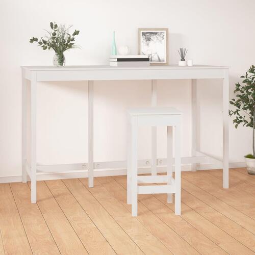 Barbord 180x80x110 cm massivt fyrretræ hvid