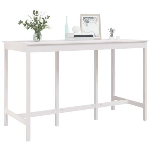 Barbord 180x80x110 cm massivt fyrretræ hvid