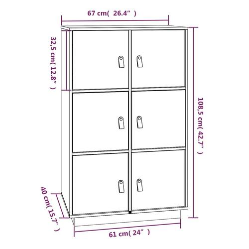 Højskab 67x40x108,5 cm massivt fyrretræ