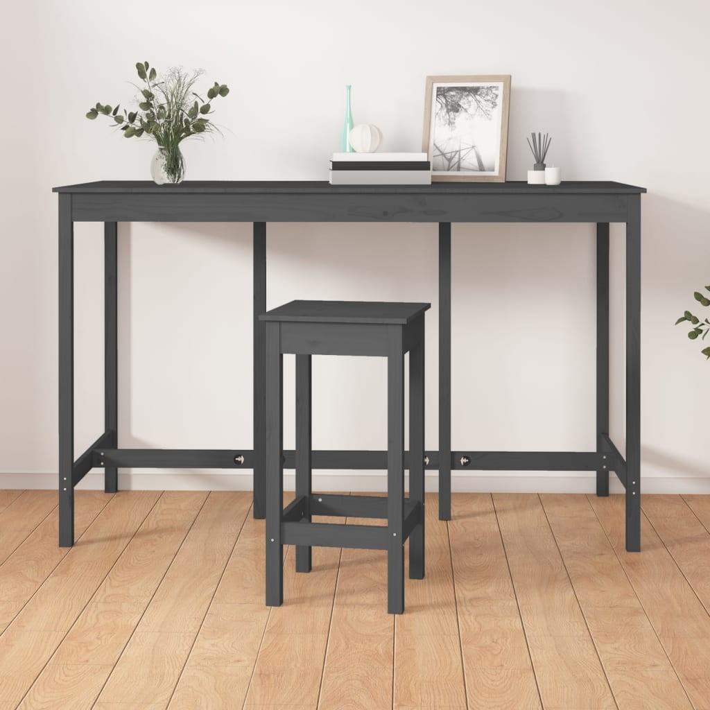 Barbord 180x80x110 cm massivt fyrretræ grå