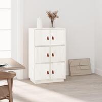 Højskab 67x40x108,5 cm massivt fyrretræ hvid