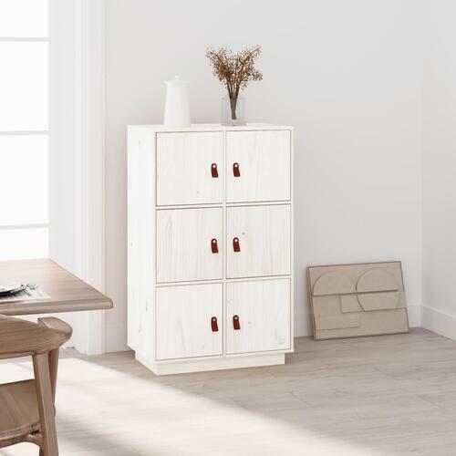 Højskab 67x40x108,5 cm massivt fyrretræ hvid