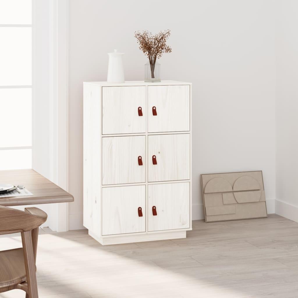 Højskab 67x40x108,5 cm massivt fyrretræ hvid