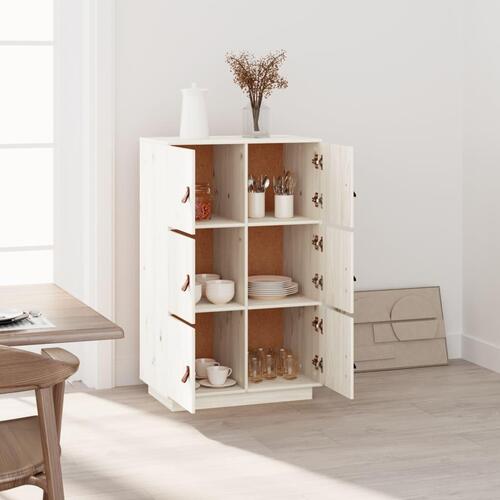 Højskab 67x40x108,5 cm massivt fyrretræ hvid