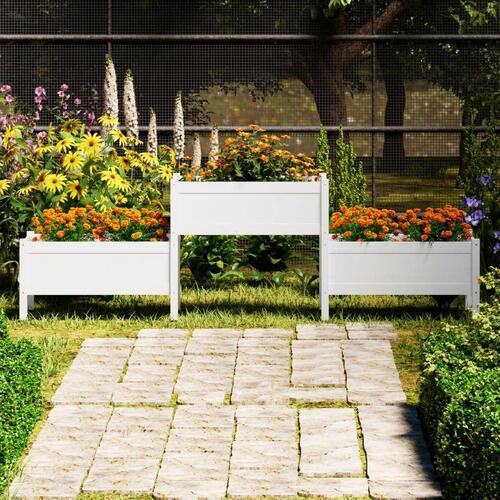 Plantekasse 245,5x44x75 cm massivt fyrretræ hvid