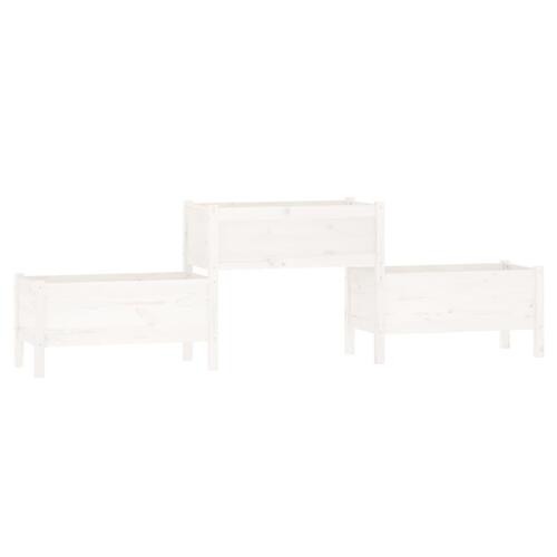 Plantekasse 245,5x44x75 cm massivt fyrretræ hvid