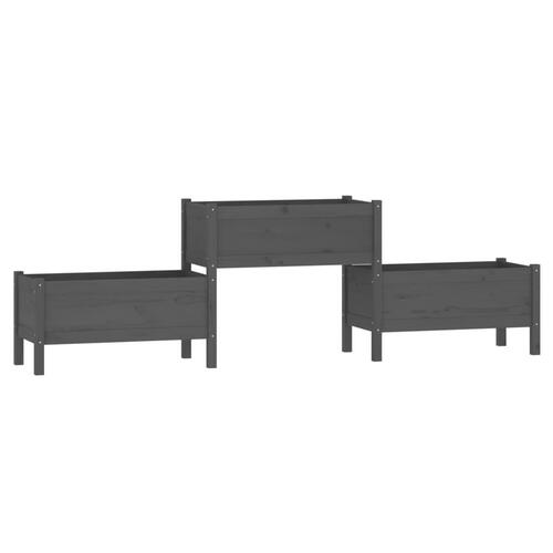 Plantekasse 245,5x44x75 cm massivt fyrretræ grå