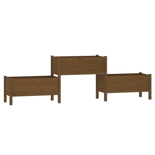 Plantekasse 245,5x44x75 cm massivt fyrretræ gyldenbrun