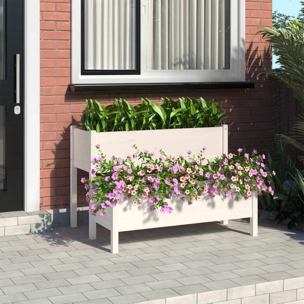 Plantekasse 110x84x75 cm massivt fyrretræ hvid