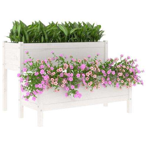 Plantekasse 110x84x75 cm massivt fyrretræ hvid