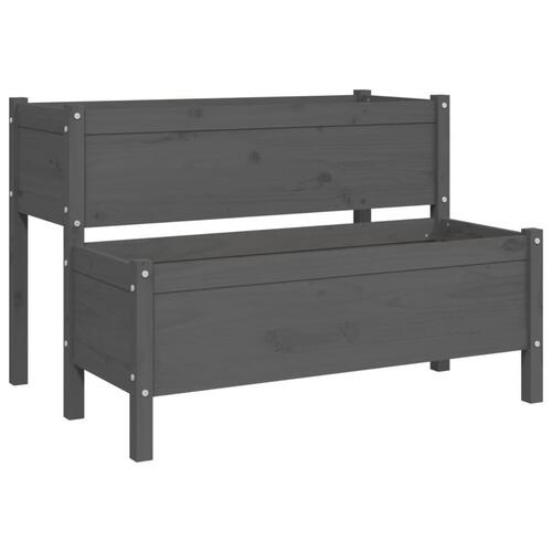 Plantekasse 110x84x75 cm massivt fyrretræ grå