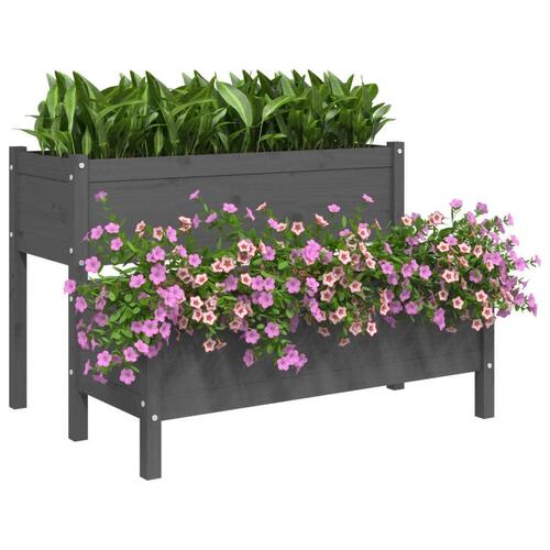 Plantekasse 110x84x75 cm massivt fyrretræ grå