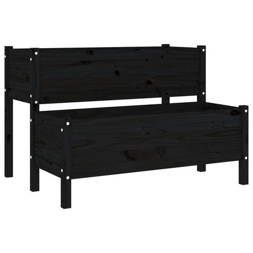 Plantekasse 110x84x75 cm massivt fyrretræ sort