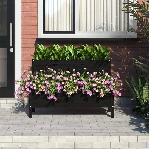 Plantekasse 110x84x75 cm massivt fyrretræ sort