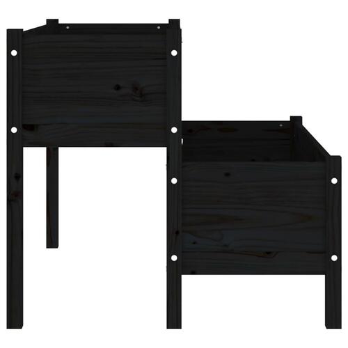 Plantekasse 110x84x75 cm massivt fyrretræ sort