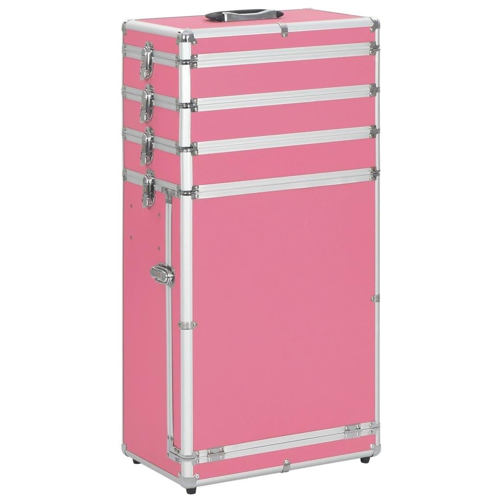 Makeupkuffert aluminium pink billede