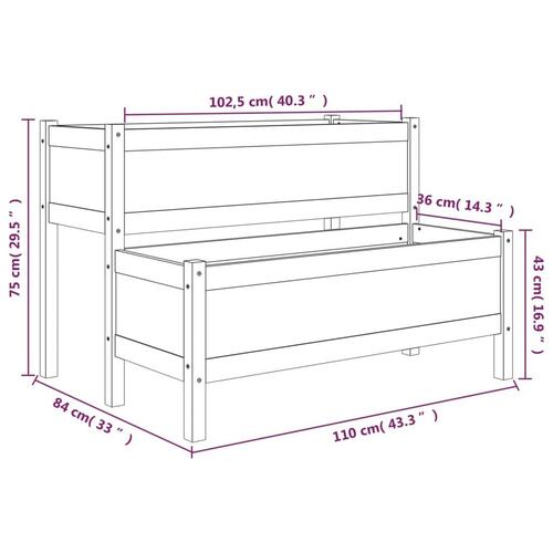 Plantekasse 110x84x75 cm massivt fyrretræ sort