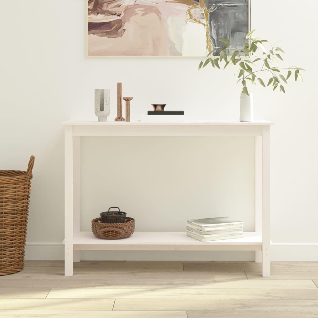 Konsolbord 110x40x80 cm massivt fyrretræ hvid
