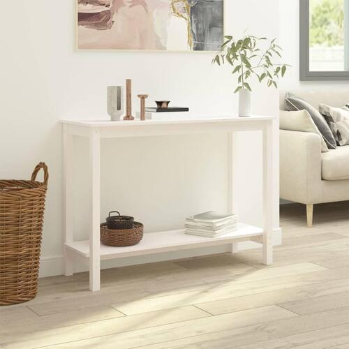 Konsolbord 110x40x80 cm massivt fyrretræ hvid