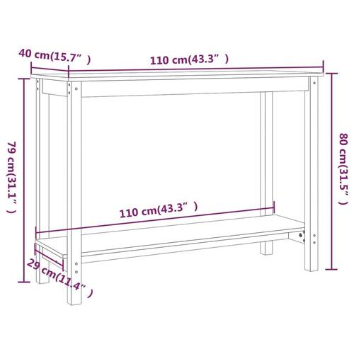 Konsolbord 110x40x80 cm massivt fyrretræ hvid