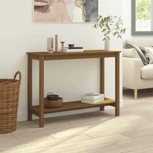 Konsolbord 110x40x80 cm massivt fyrretræ gyldenbrun