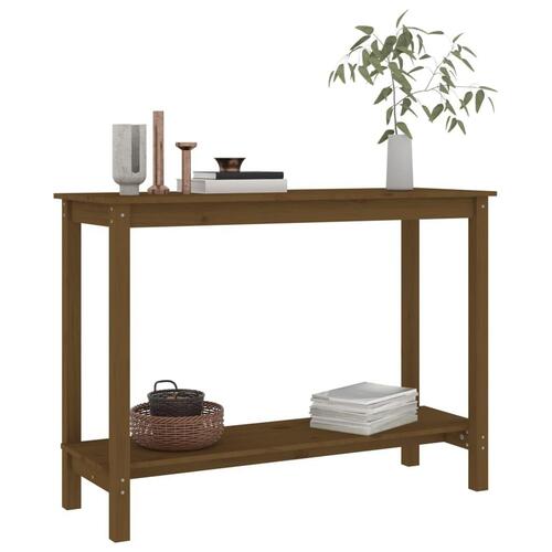 Konsolbord 110x40x80 cm massivt fyrretræ gyldenbrun