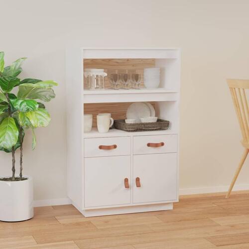 Højskab 67x40x108,5 cm massivt fyrretræ hvid