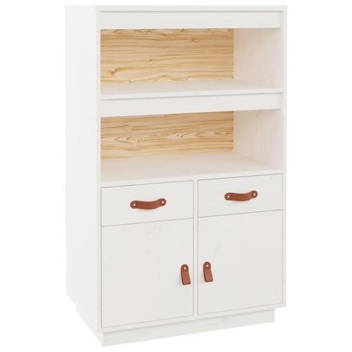 Højskab 67x40x108,5 cm massivt fyrretræ hvid
