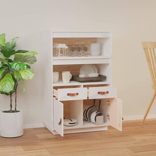 Højskab 67x40x108,5 cm massivt fyrretræ hvid