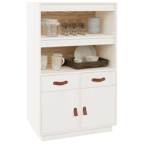 Højskab 67x40x108,5 cm massivt fyrretræ hvid
