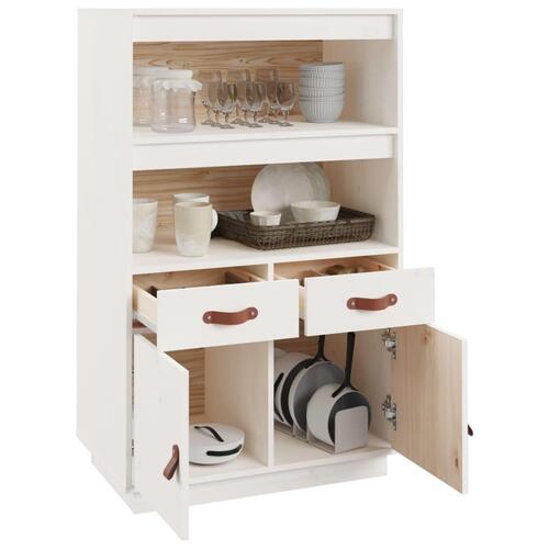 Højskab 67x40x108,5 cm massivt fyrretræ hvid