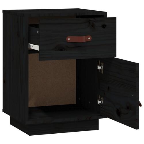 Sengebord 40x34x55 cm massivt fyrretræ sort