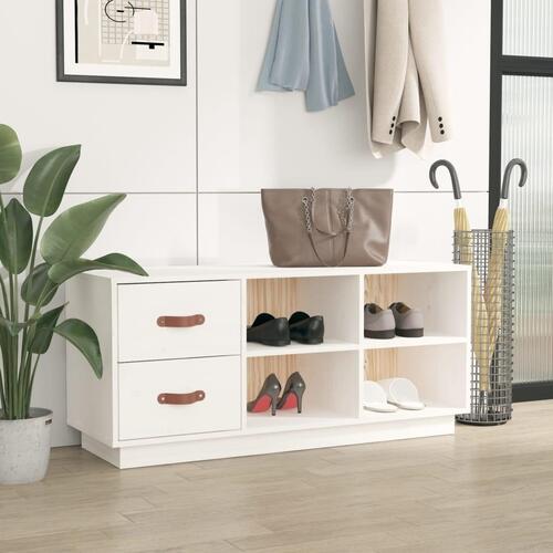 Skobænk 100x34x45 cm massivt fyrretræ hvid