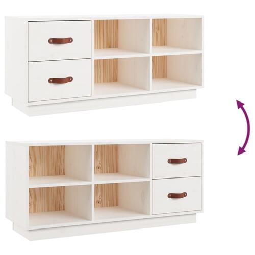 Skobænk 100x34x45 cm massivt fyrretræ hvid