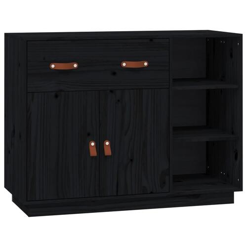 Skænk 98,5x40x75 cm massivt fyrretræ sort