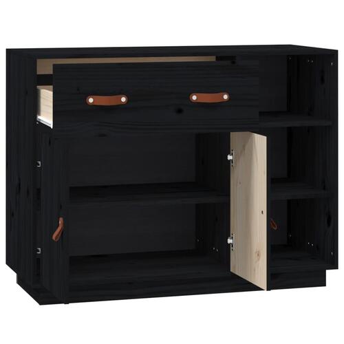 Skænk 98,5x40x75 cm massivt fyrretræ sort