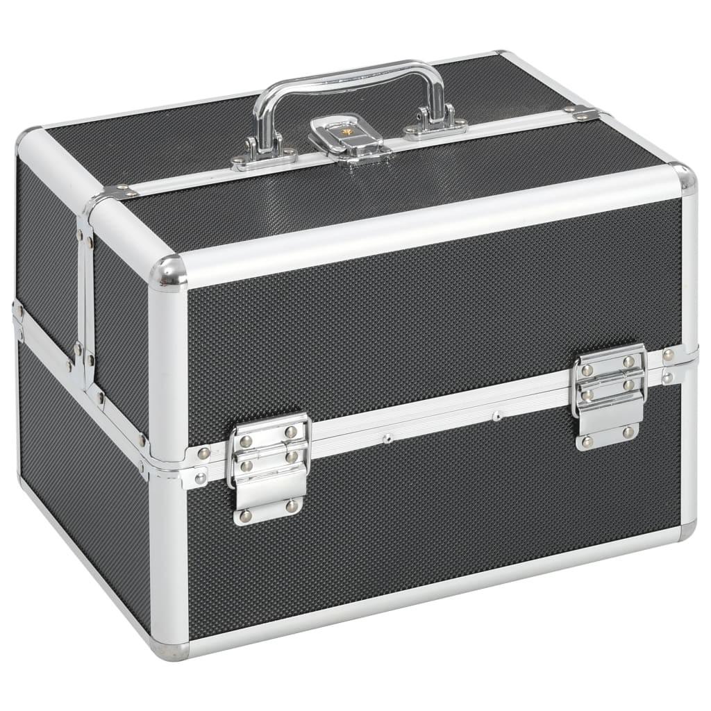 Makeupkuffert 22 x 30 x 21 cm sort aluminium