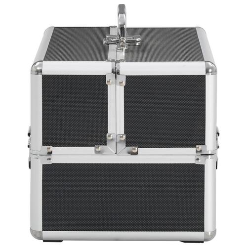 Makeupkuffert 22 x 30 x 21 cm sort aluminium