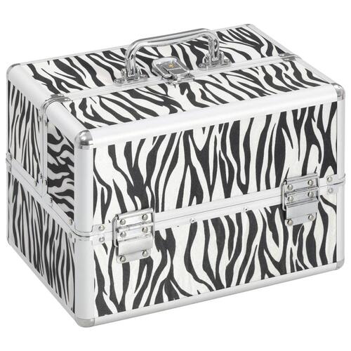 Makeupkuffert 22 x 30 x 21 cm zebrastriber aluminium