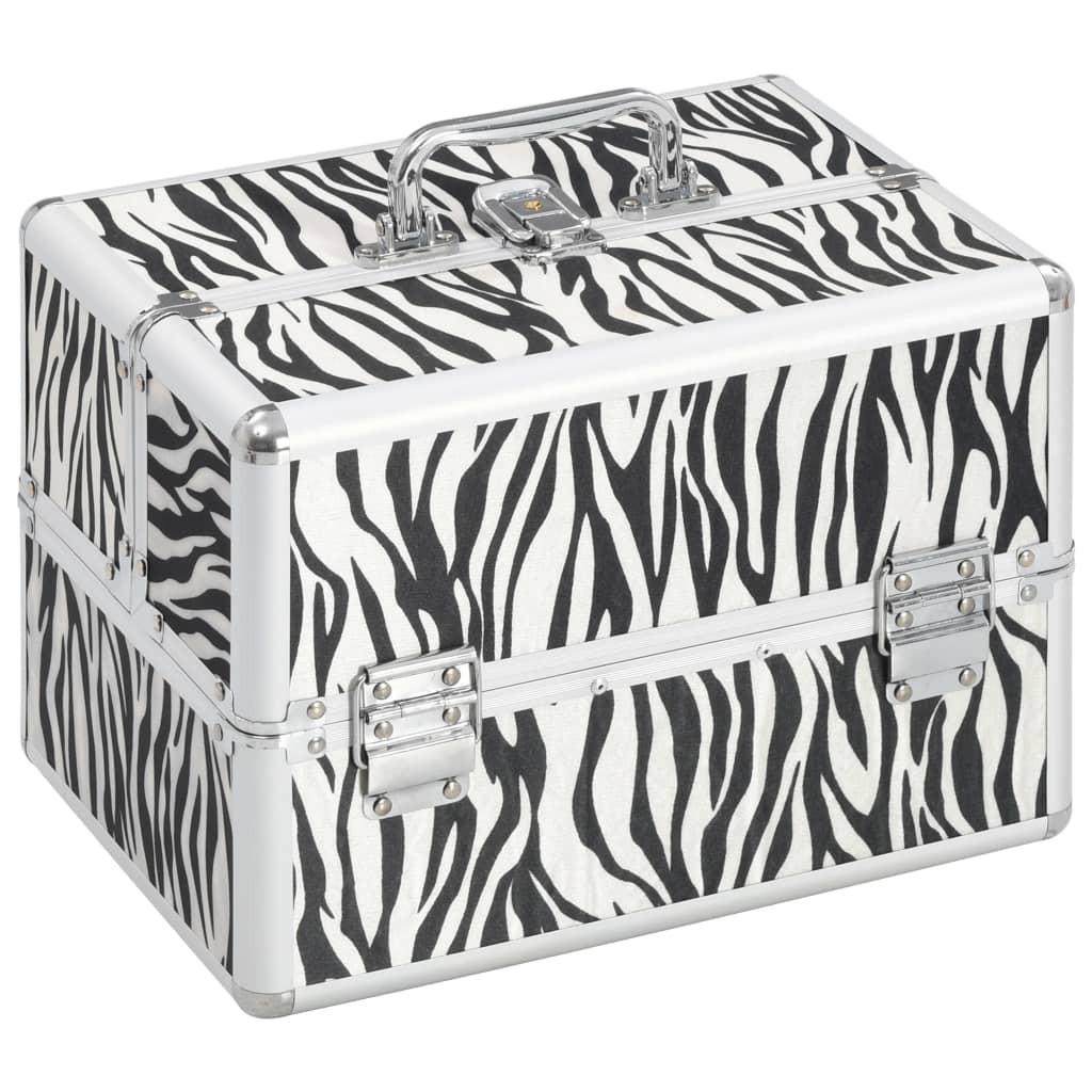 Makeupkuffert 22 x 30 x 21 cm zebrastriber aluminium